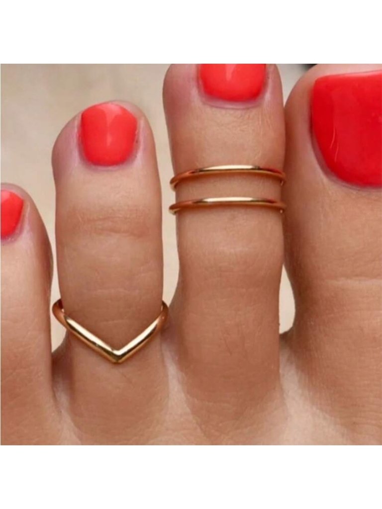 Gold 2pc Geometric Toe Rings